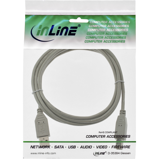 Kabel InLine USB-A USB-B 2.0 M 1.8 meter beige