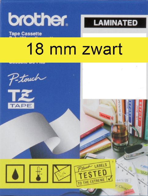 Labeltape Brother P-touch TZe-641 standaard 18mm zwart op geel