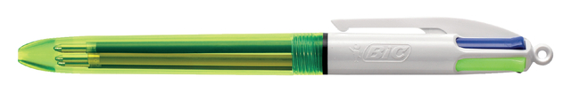 Balpen Bic 4kleuren medium fluor geel