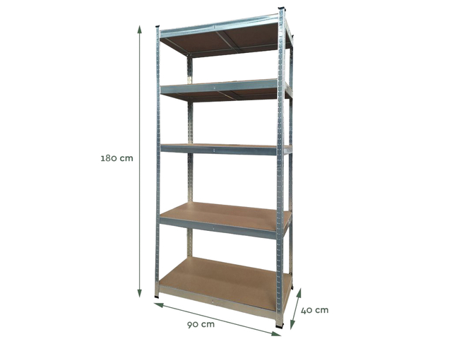 Stellingkast BRASQ 5 borden 90x40x180cm SU175 max 875 KG zilver