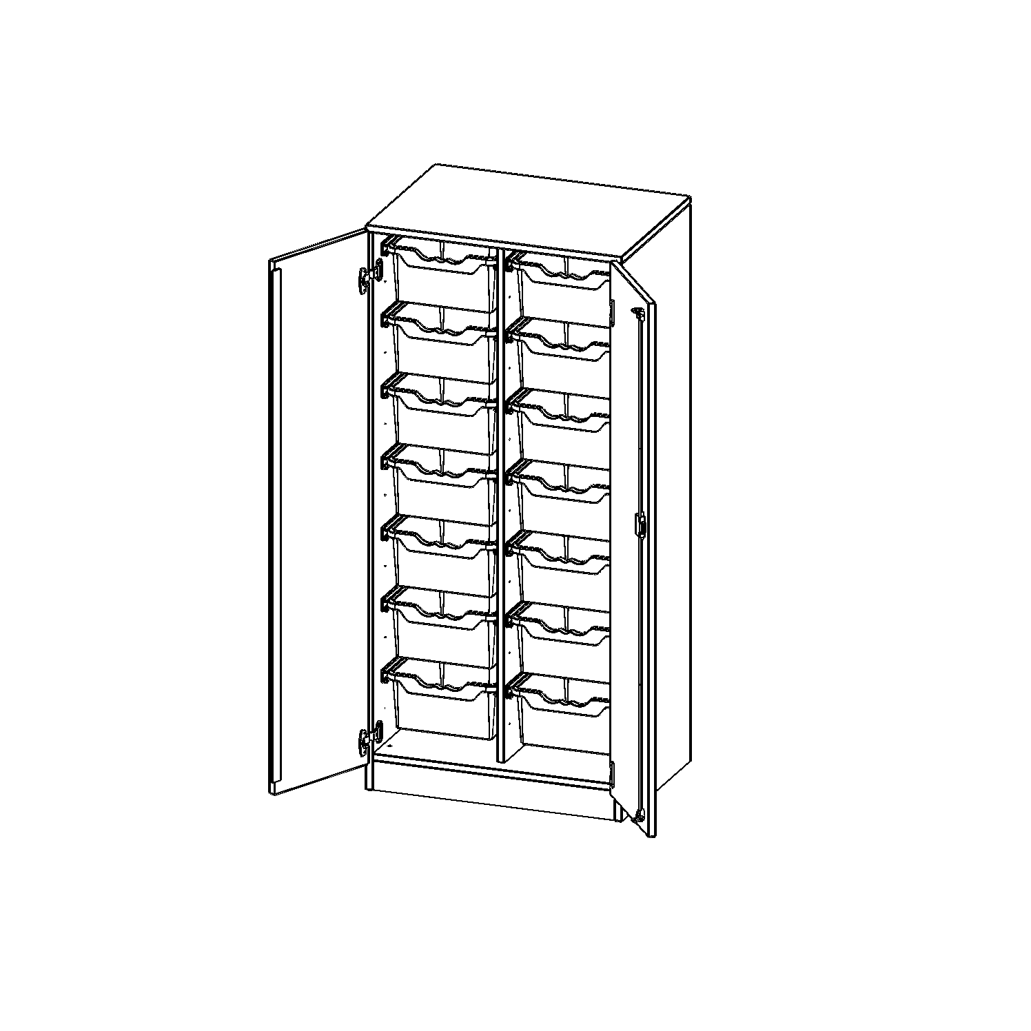 ErgoTray kast, twee rijen, 4 ordnerhoogtes - evo180 serie