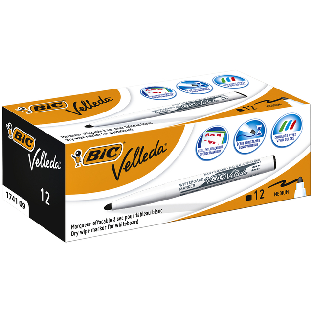 Viltstift Bic Velleda 1741 whiteboard rond medium zwart