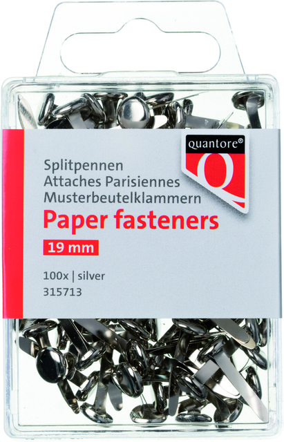 Splitpen Quantore blister 19mm zilver 100 stuks