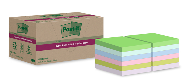 Memoblok Post-it 622 RSS12COL 47,6x47,6mm colour 12 stuks