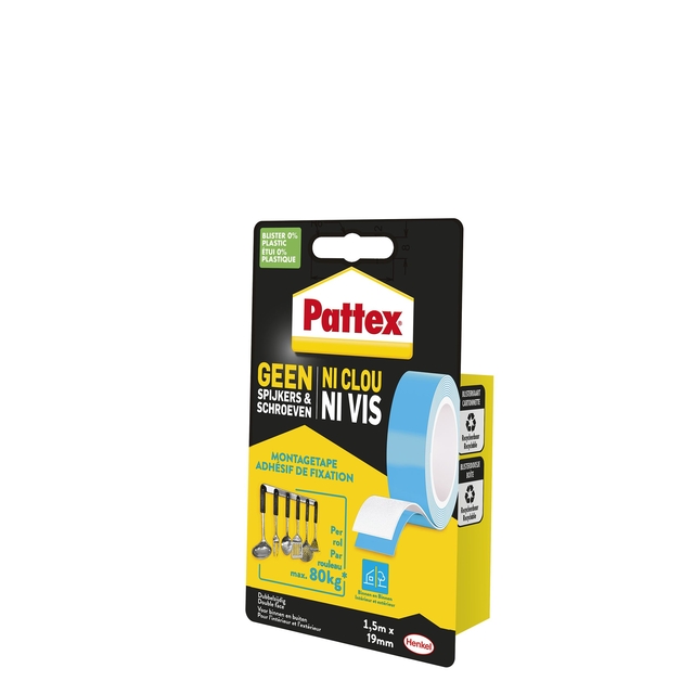 Plakband Pattex Super montage 20kg dubbbelzijdig voor binnen