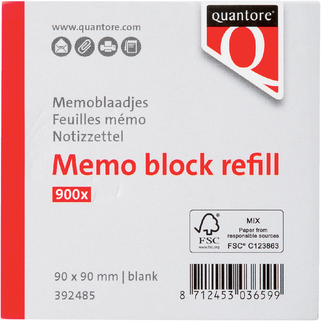 Memoblaadjes Quantore losbladig 90x90x90mm 900 vel 900 vel