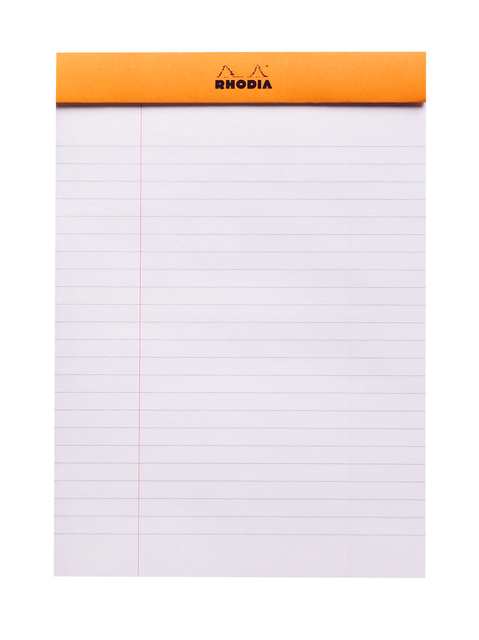 Schrijfblok Rhodia A5 lijn 80 vel 80gr met kantlijn oranje