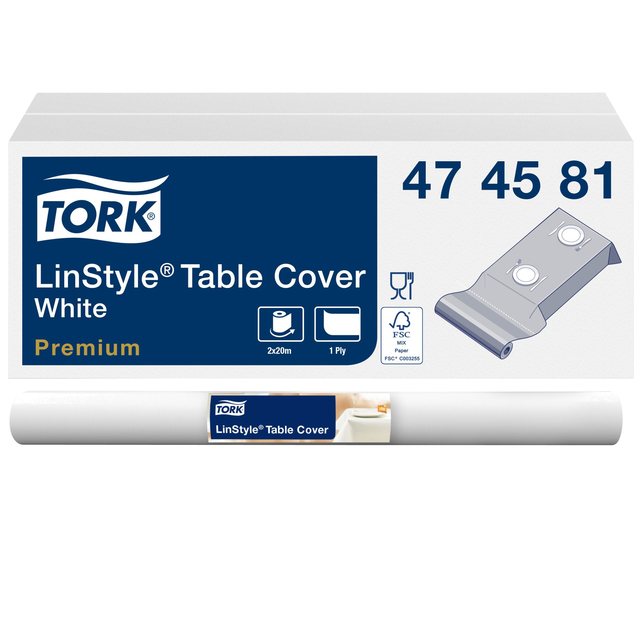 Tafellaken Tork Linstyle Premium 120cmx20m wit 474581