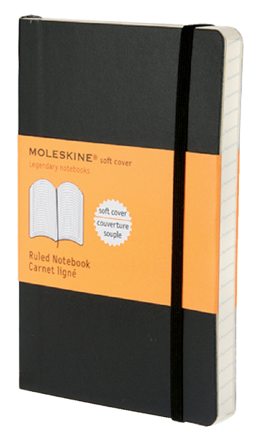 Notitieboek Moleskine pocket 90x140mm lijn soft cover zwart