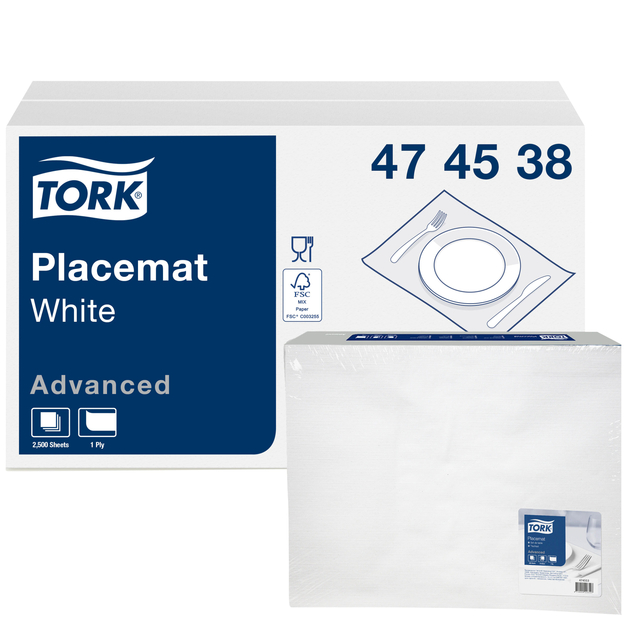 Placemat Tork Advanced 1-laags 420x270mm 500 vel wit 474539