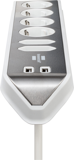 Stekkerdoos Brennenstuhl bureau Estilo 6 voudig inclusief 2 USB 2m meter wit/zilver