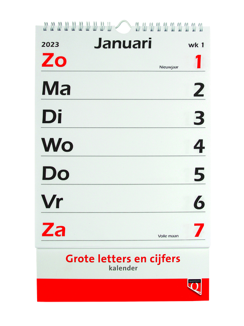 Kalender 2025 met grote letters en cijfers Quantore