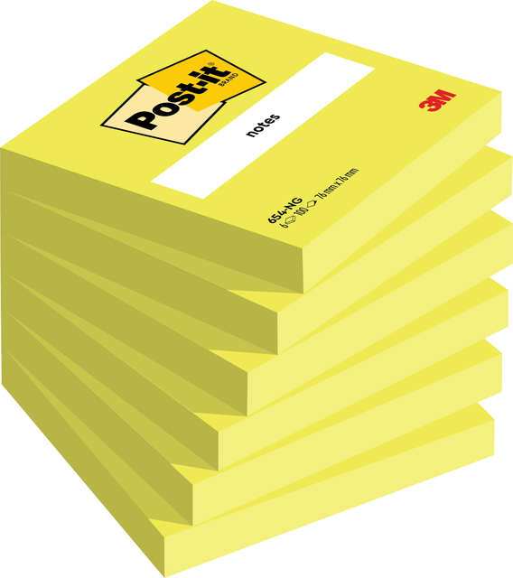 Memoblok Post-it 654 76x76mm neon groen 100 vel