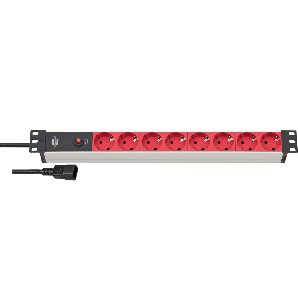 Brennenstuhl Alu-Line 19" PDU 10A met 8x Type F aansluitingen en C14 UPS-stekker