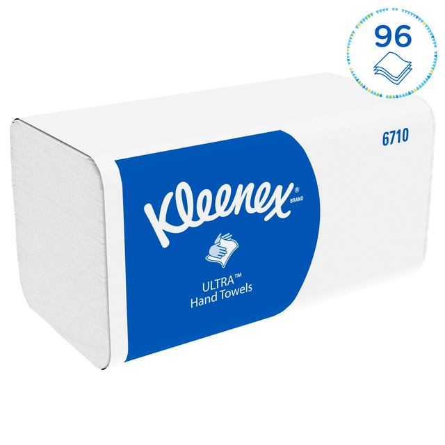 Handdoek Kleenex Ultra i-vouw 3-laags 215x318mm 15x96 vel wit 6710