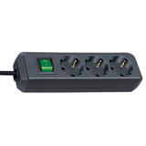 Brennenstuhl Eco-Line, stekkerdoos, 3 sockets, 1.5m, zwart, met schakelaar