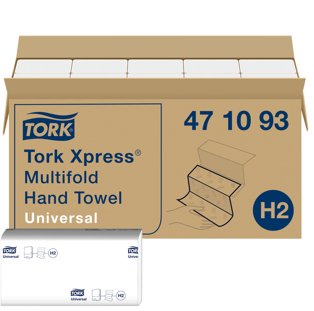 Handdoek Tork H2 Xpress Universal multifold 1-laags 213x234mm 20x250 vel wit 471093