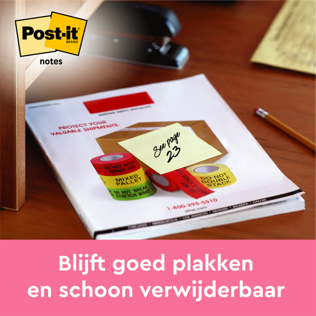 Memoblok 3M Post-it 630 76x76 mm lijn geel 6 stuks