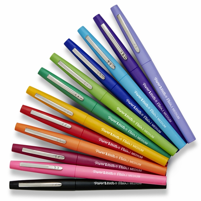 Fineliner Paper Mate Flair Original medium zwart valuepack à 36 stuks