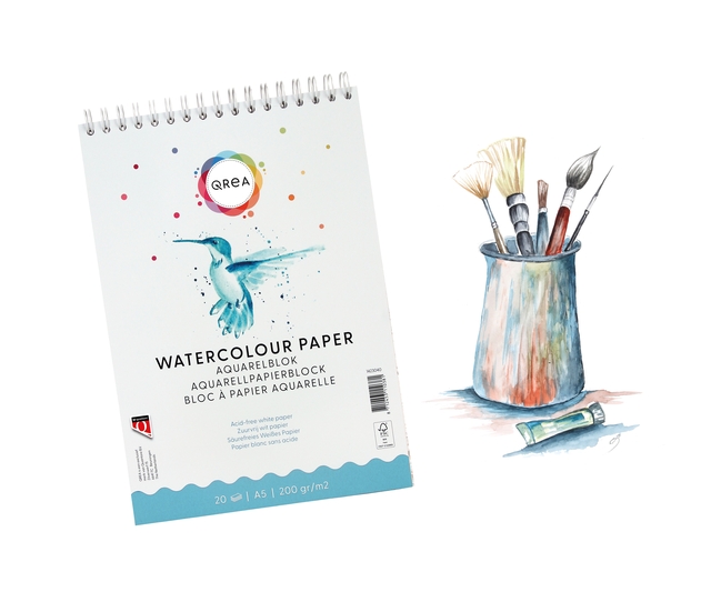 Aquarelblok Qrea A5 20 vel 200gr spiraal