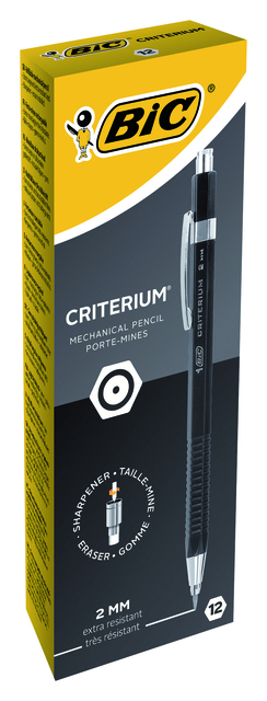 Vulpotlood Bic Criterium HB 2mm met gum metalen clip