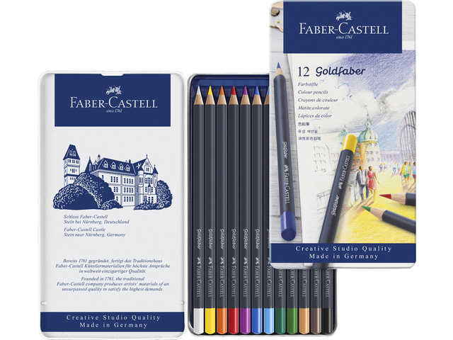 Kleurpotloden Faber-Castell Goldfaber assorti blik à 12 stuks