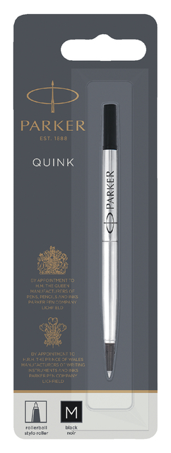 Rollerpenvulling Parker Quink medium zwart blister à 1 stuk