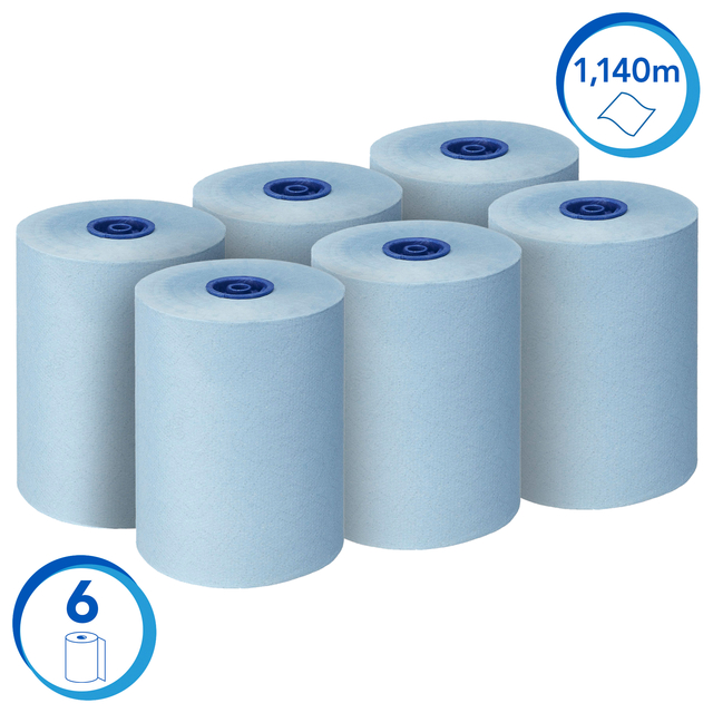 Handdoekrol Scott Essential Slimroll 1-laags 190m blauw 6696