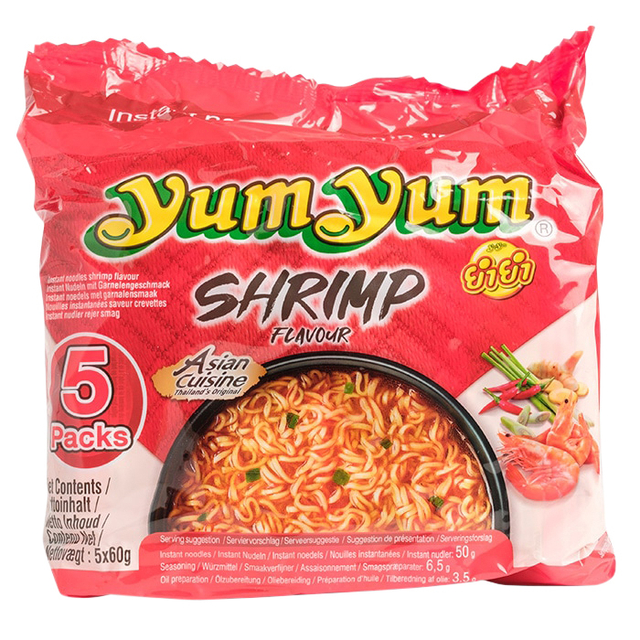 Noodles Yum Yum garnaal bami 5-pack 5x60gr