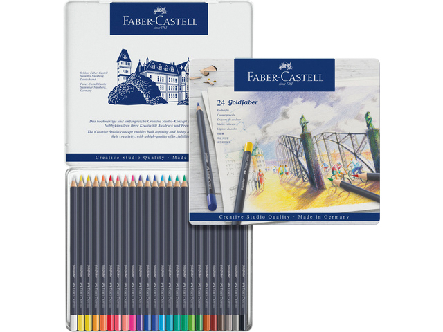 Kleurpotloden Faber-Castell Goldfaber assorti blik à 24 stuks