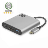 ACT USB-C multiport adapter voor 1 HDMI monitor, 1x USB-A, PD pass-through