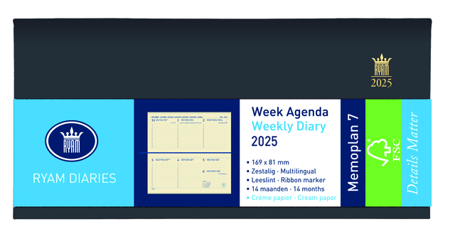 Agenda 2025 Ryam Memoplan 7 Nappa 7dagen/2pagina's landscape assorti