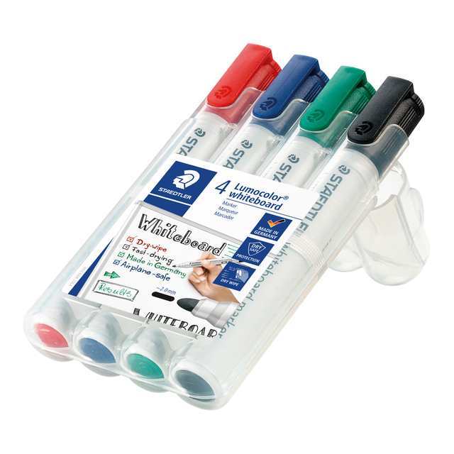 Viltstift Staedtler Lumocolor 351 whiteboard set à 4 stuks assorti