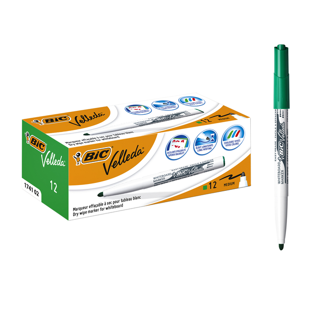 Viltstift Bic Velleda 1741 whiteboard rond medium groen