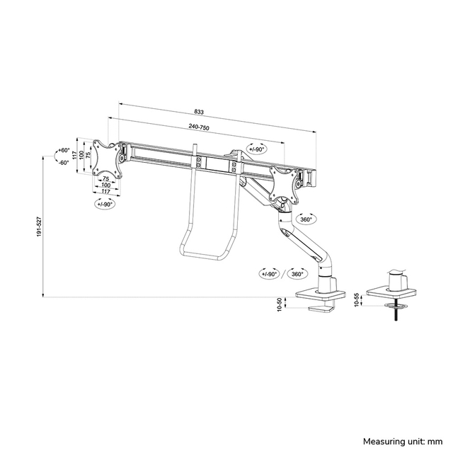 Monitorarm Neomounts DS75S-950BL2 zwart