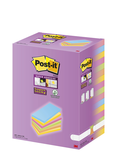 Memoblok Post-it 655 127x76mm assorti 16 stuks