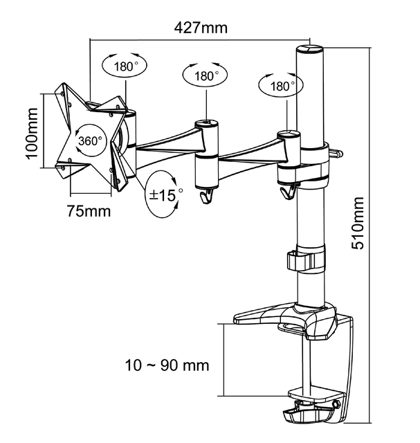 Monitorarm Neomounts D1330 10-30" zwart