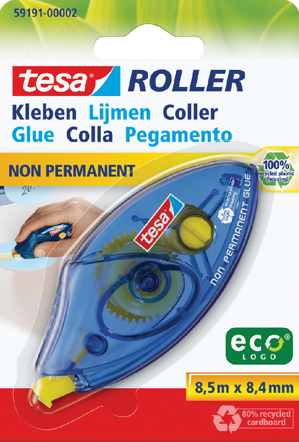 Lijmroller tesa® ecoLogo® niet permanent op blister