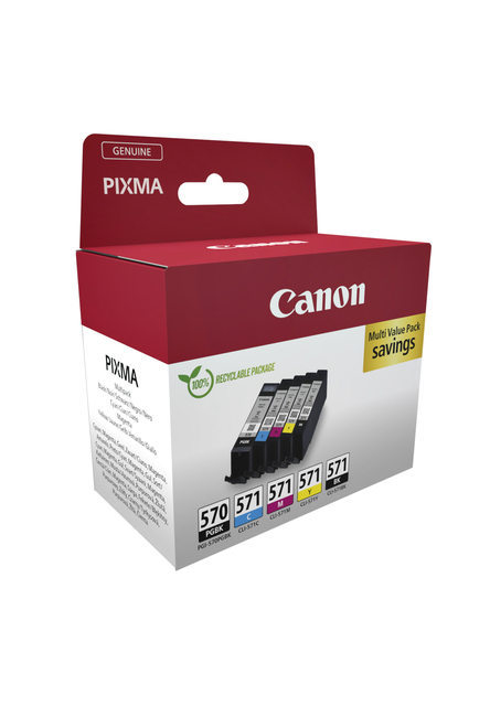 Inktcartridge Canon PGI-570 + CLI-571 2x zwart + 3 kleuren