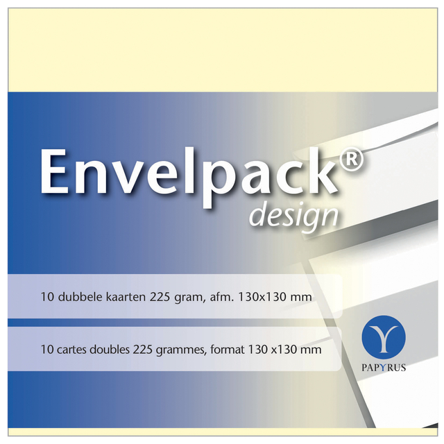 Dubbele kaart Papyrus Envelpack Design vierkant 130x130mm ivoor 894460 set van 10