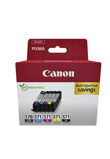 Inktcartridge Canon PGI-570 + CLI-571 2x zwart + 3 kleuren