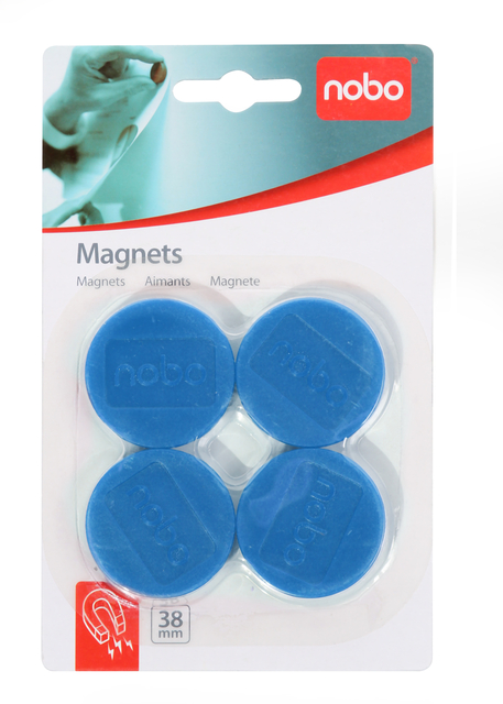 Magneet Nobo 38mm 800gr blauw 4 stuks