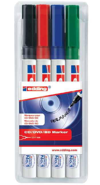 Cd marker edding 8400 rond 0.5-1.0mm assorti etui à 4 stuks