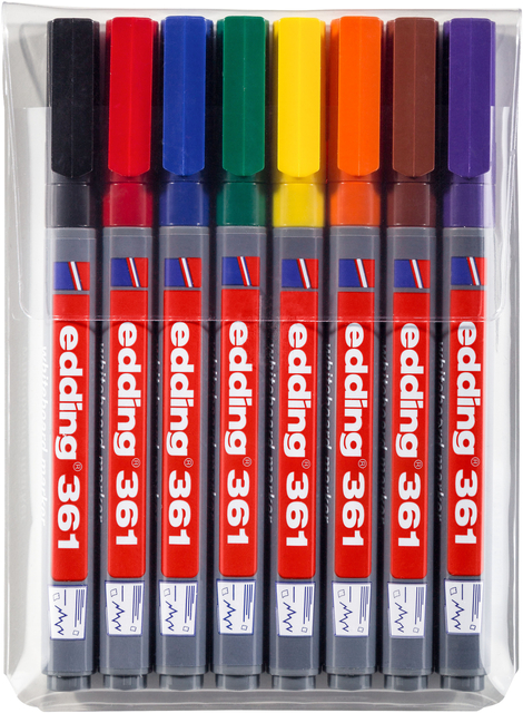 Whiteboardmarker edding 361 rond 1mm assorti set à 8 stuks