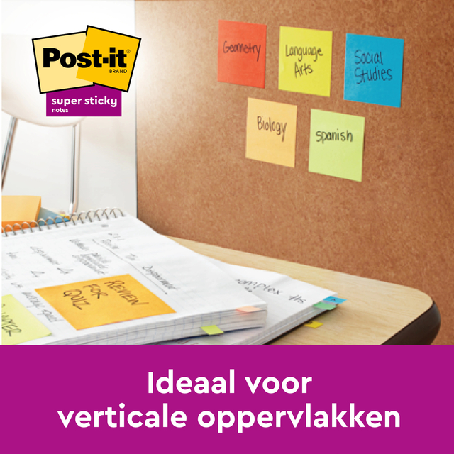 Memoblok Post-it 654 Super Sticky 76x76mm Oasis 5 stuks