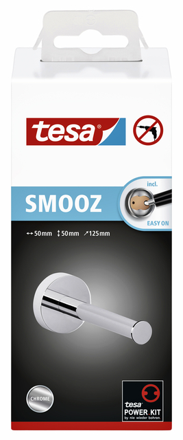 Reserverolhouder tesa® Smooz hoogglans verchroomd metaal zelfklevend