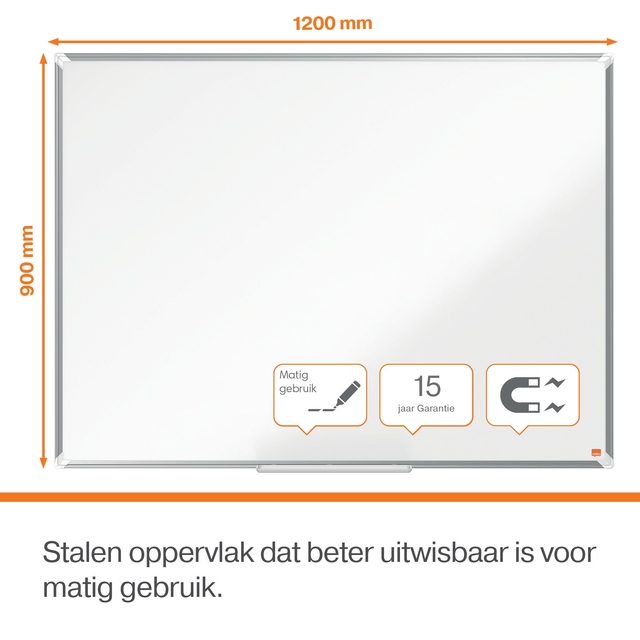 Whiteboard Nobo premium plus magnetisch 1200x900mm staal