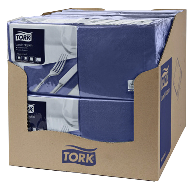 Lunchservet Tork Advanced 1/4 vouw 2-laags 328x325mm 200 vel donkerblauw 477215