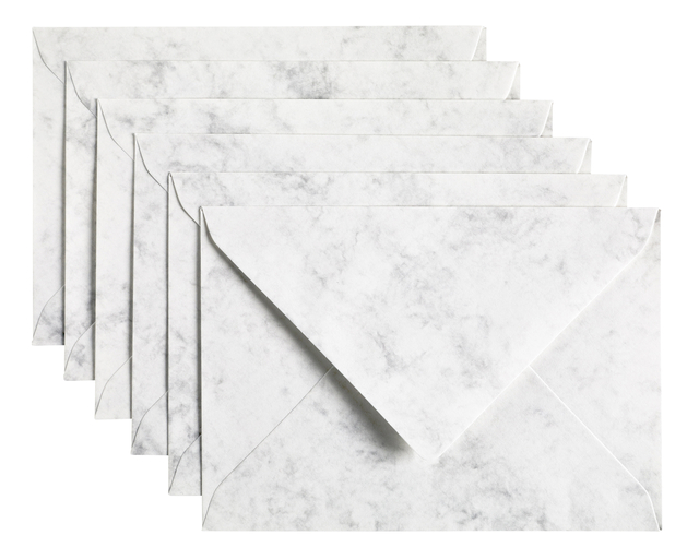 Envelop Papicolor C6 114x162mm marble grijs pak à 6 stuks