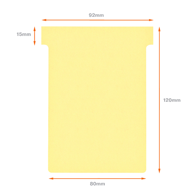 Planbord T-kaart Nobo nr 3 80mm geel 100 stuks